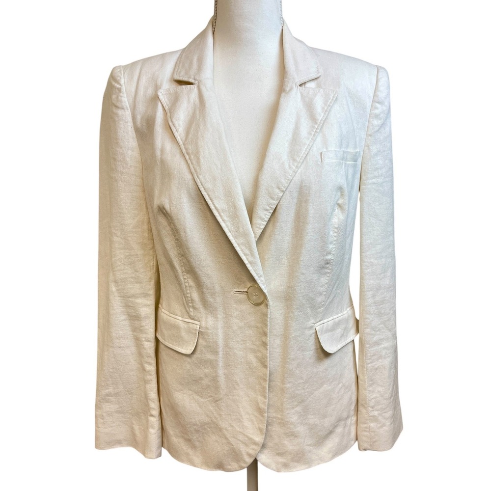 COLLECTION DEBENHAM White Linen Blazer‎ Womens 8 Minimalist Tailored Office Work
